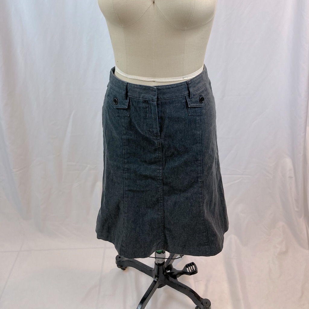 Theory Work Casual Gray Denim Flared Pencil Skirt
